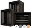 Three wooden crates of varying sizes are arranged in a stacked formation against a white background. Produktbild-Vorschau