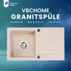 VBChome Lavello in granito 76 x 44 cm Beige con rubinetto Anteprima dell’immagine prodotto 5