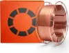 A spool of welding wire next to its orange packaging box with a black logo. Anteprima dell’immagine prodotto