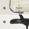 Close-up shots of two different chair armrests, one with a checkmark and a measurement of 9.5 cm, and another with an X and a measurement of 5 cm. Produktbild-Vorschau