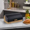 Theo Cleo Brotkasten Metall Holz, Brotbox Schwarz, Brot Produktbild-Vorschau 5