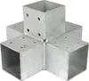 A galvanized metal corner connector for a pergola, designed to join four posts at a right angle. Produktbild-Vorschau