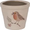 Clayre & Eef Blumentopf Ø 8x7 cm Beige Keramik Vogel Produktbild-Vorschau 1