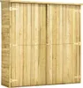 A front view of a wooden garden shed with double doors. Náhled obrázku produktu
