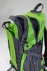 A close-up view of a green and gray backpack with multiple compartments open. Náhled obrázku produktu