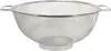 A stainless steel colander with two handles is shown against a white background. Produktbild-Vorschau