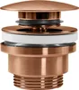 A close-up studio shot of a copper-colored sink drain stopper. Produktbild-Vorschau