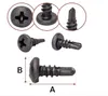 A collage of images showing different views of a screw, including close-ups of the head and tip, and a diagram with dimensions labeled A and B. Anteprima dell’immagine prodotto