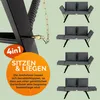 A close-up of a garden bench mechanism with a chain, and multiple images showing the garden bench in different configurations. Anteprima dell’immagine prodotto