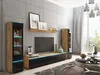 A modern living room with a TV unit, display cabinets, and a coffee table. Produktbild-Vorschau