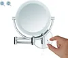 A hand is shown adjusting a knob on a wall-mounted LED cosmetic mirror. Produktbild-Vorschau