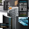 A cutaway view of a double-walled kettle, showing its construction and materials, with marketing text and a close-up of water. Podgląd zdjęcia produktu