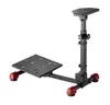 A black racing cockpit stand with red accents, shown against a white background. Produktbild-Vorschau