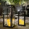 2tlg Metall Laternen Set Schwarz Gartenlaterne Windlicht Produktbild-Vorschau 1