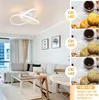 A modern living room with a sectional sofa, coffee table, and a geometric ceiling light. The right side of the image shows close-ups of cookies with different CRI (Color Rendering Index) ratings. Produktbild-Vorschau