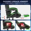 A gaming chair with its features highlighted. Produktbild-Vorschau