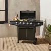Barbecue a gas a 4 bruciatori con fuoco laterale, Nero Anteprima dell’immagine prodotto 6