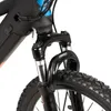 Close-up view of the front fork and wheel of an electric bicycle. Produktbild-Vorschau