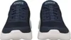 A front view of a pair of navy blue Skechers Go Walk sneakers with white soles. Produktbild-Vorschau