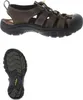 A brown KEEN sandal and its sole are shown against a white background. Produktbild-Vorschau