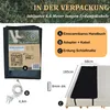 Collage showing an earthing sleeping mat, its accessories, and dimensions, along with text in German. Produktbild-Vorschau