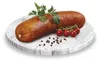 A sausage with cherry tomatoes and parsley on a marble plate. Produktbild-Vorschau