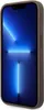 A close-up, side view of a smartphone with a brown case and a blue abstract wallpaper on the screen. Náhled obrázku produktu