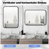A split image showing a bathroom mirror installed vertically and horizontally. Produktbild-Vorschau