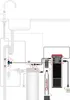 Diagram showing the installation and components of a Quooker boiling water tap system under a sink. Produktbild-Vorschau