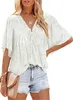 ASKSA Damen Chiffon Bluse 3/4 Glockenärmel Tunika Sommer Produktbild-Vorschau 1