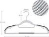A white plastic clothes hanger with dark gray anti-slip accents is shown with dimensions indicated by measurement lines and text. Náhled obrázku produktu