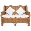 CLORIS 2-Sitzer-Sofa Hellbraun Natur Rattan und Leinen, Produktbild-Vorschau 2