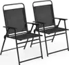 Two black folding garden chairs are shown from the front-left on a white background. Produktbild-Vorschau