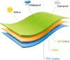 Diagram showing the layers of a waterproof and dust-proof material with labels for UV coating, fabric, and PVC coating. Voir les images du produit