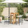 5-tlg. Gartenbar-Set Schwarz Massivholz Akazie und Poly Produktbild-Vorschau 3