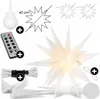 A collage of images showing a KESSER LED Christmas star, its components, and diagrams illustrating its size. Produktbild-Vorschau