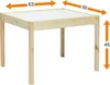 A wooden children's table with dimensions indicated by orange arrows and numbers. Náhled obrázku produktu