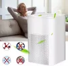 An air purifier with a person relaxing in the background.