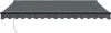 A dark grey retractable awning is shown against a white background. A thin black cord hangs from the left side of the awning. Náhľad obrázku produktu