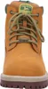 A close-up front view of a single brown work boot with green laces and green accents. Náhled obrázku produktu