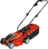 A red and black electric lawnmower is shown against a white background. Náhled obrázku produktu