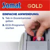 A hand is placing dishwasher tabs into a dishwasher's dispenser. Produktbild-Vorschau