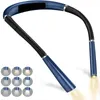 A blue neck reading light with flexible arms and LED lights. Produktbild-Vorschau
