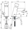 Technical drawing of a faucet with dimensions. Podgląd zdjęcia produktu