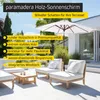 Sonnenschirm Holz 3m rund Garten knickbar UV-Schutz Produktbild-Vorschau 5