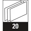 A graphic showing three overlapping white rectangles representing pages or documents, with the number 20 in a black box below. Náhľad obrázku produktu
