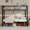 Etagenbett 90 x 190 cm Metallbett in Schwarz, mit Leiter Produktbild-Vorschau 6