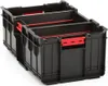 A black plastic toolbox with red accents, shown from a slightly elevated side angle against a white background. Náhled obrázku produktu
