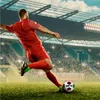 A soccer player kicking a ball on a stadium field. Produktbild-Vorschau
