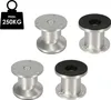 Four aluminum furniture feet, two with black rubber tops, are displayed against a white background. A graphic of a weight scale with 'max. 250KG' is in the top left corner. Produktbild-Vorschau